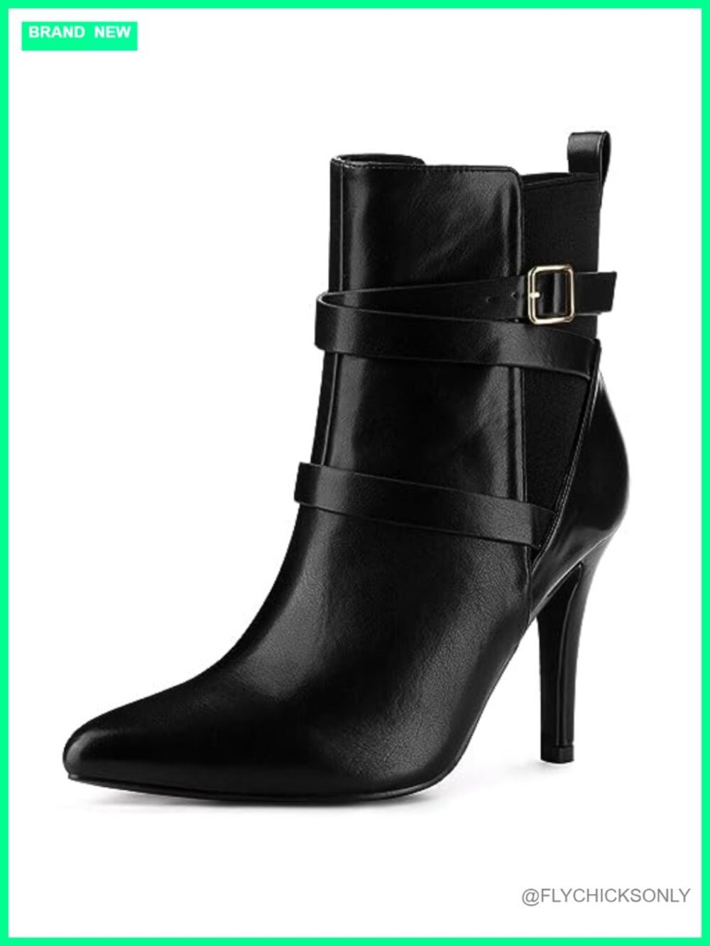 Faux Leather Chelsea Ankle Boots Pointed Toe Stiletto Heel Women's